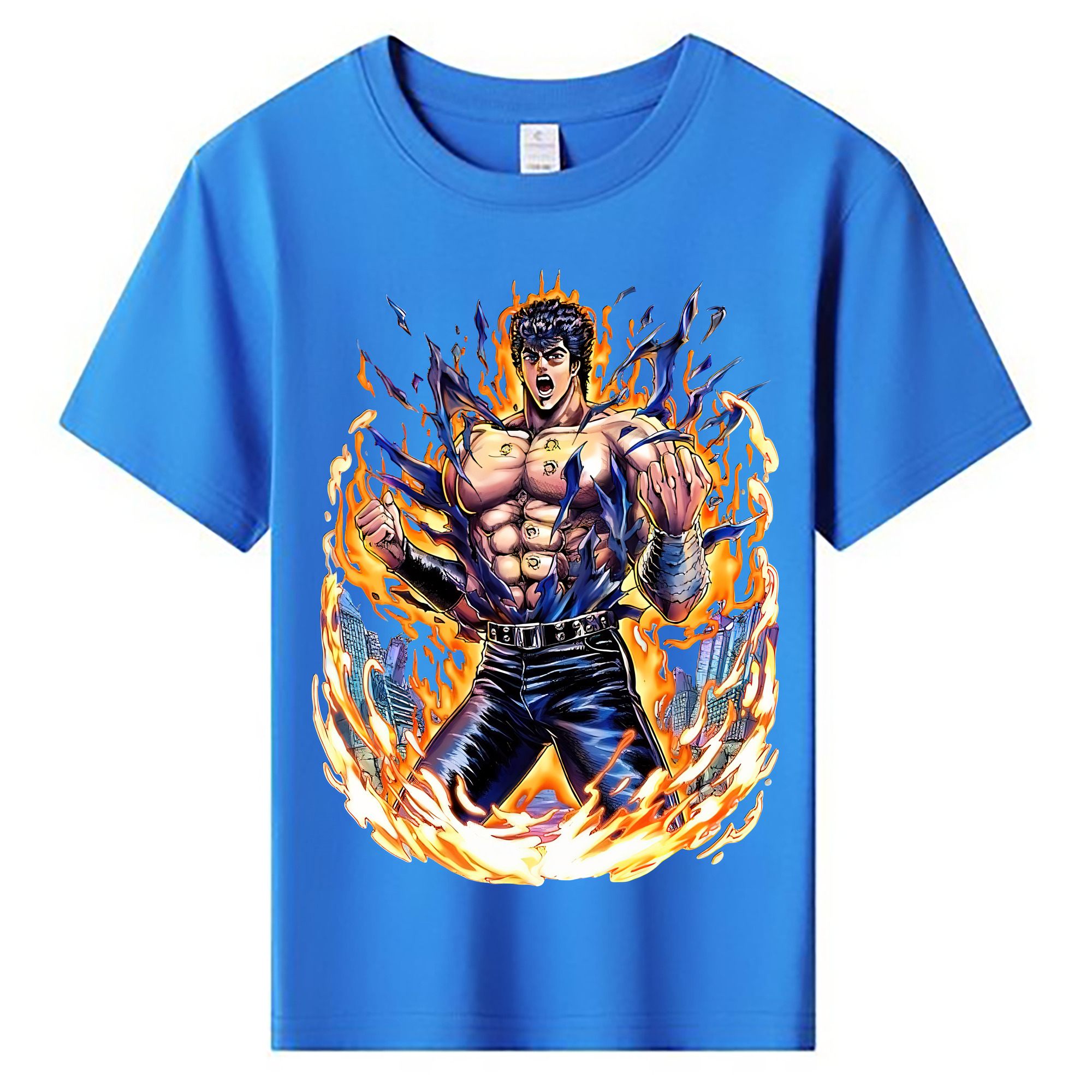 （画像用） 北斗の拳 Fist of the North Star 綿100％キッズTシャツ（フロントプリント）